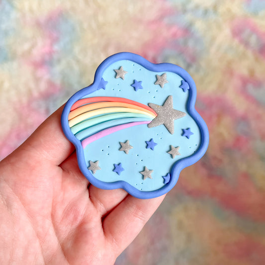 Sky blue rainbow comet ring tray