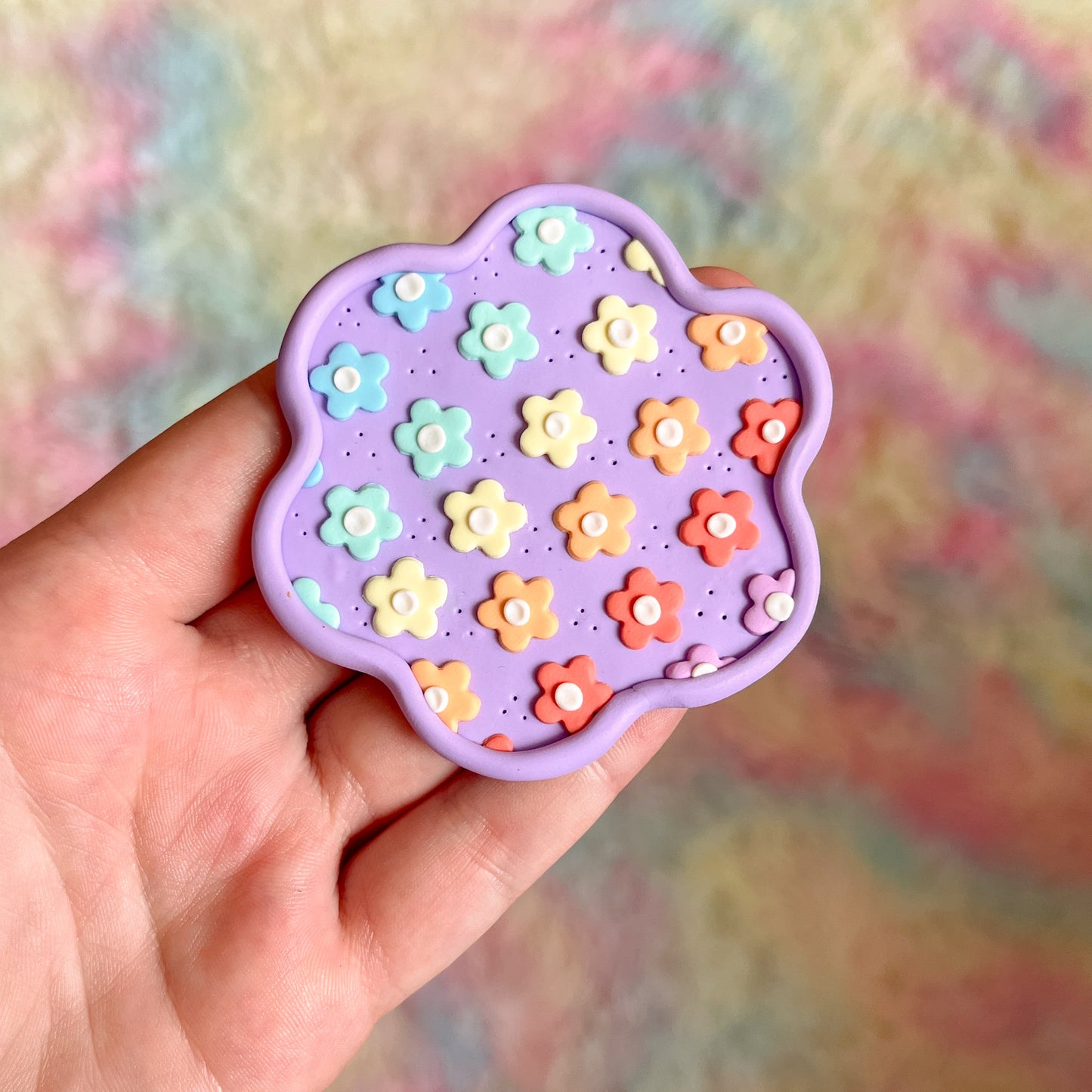 Lilac and pastel rainbow floral ring tray