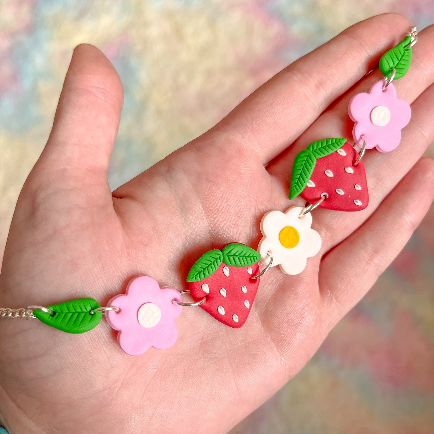 Strawberry and daisy summer choker